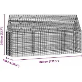 vidaXL Hasenkäfig Silber 400 x 100 x 210 cm Verzinkter Stahl