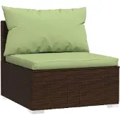 vidaXL 7-tlg. Garten-Lounge-Set mit Kissen Poly Rattan Braun