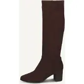 Caprice Stiefel , Damen, Gr. 41, ungefüttert, XS-Schaft, braun (dunkelbraun), Textil, Schuhe Stiefel, Blockasbsatz, Langschaftstiefel mit Stretchfunktion
