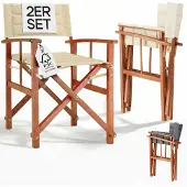 Casaria Regiestuhl Premium Creme 2er-Set FSC-zertifiziertes Eukalyptusholz Gepolstert