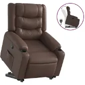 Syfax Relaxsessel mit Aufstehhilfe Braun Kunstleder