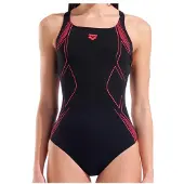 Arena Badeanzug Damen Graphic - Black-asphalt - 46