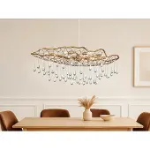 Meine Wunschleuchte Ausgefallene LED Pendelleuchte mit Glas Behang, Esstischlampe Gold, Breite 107cm