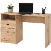 Dmora Frutal - Schreibtisch, 127x51x77h cm, Eiche Braun, 2 Schubladen