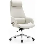 Xl Moebel Gmbh Ergonomischer Chefsessel in Creme mit Kopfstütze und Metallgestell