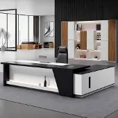 Sonstiges L-förmiger Schreibtisch mit Stauraum 170x80x75 cm Schwarz-Weiß