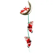 Goliat Weihnachtsbeleuchtung - Zwei Weihnachtsmänner klettern an einem Seil mit LED-Lichtern