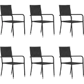 Syfax Garten-Essstühle 6 Stk. Stapelbar Schwarz Polyrattan