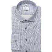 Seidensticker Businesshemd "Schwarze Rose", Herren, Gr. L (42), normale Ärmellängen, blau, 100% Baumwolle, bedruckt, slim fit, 2-Knopf-Manschette, Hemden Businesshemd, Slim 1/1 Kentkragen Druck