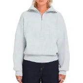 Volcom - Pullover mit halbem Reißverschluss &ndash; Damen / Frau &ndash; Voltrane Sweater - Voltrane Sweater W Bone Heather für Damen - Größe S -