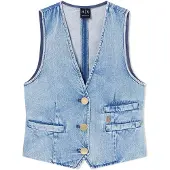 Armani Exchange für Damen. XW002263AF21338MB001 Leichte Jeansweste aus Baumwolle und Lyocell blau (L), Lässig, Denim