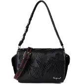 Desigual mittlere Tasche schwarz Blumenstickerei Charms