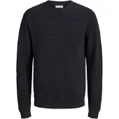 Jack & Jones Rundhalspullover "JJEBRODY KNIT CREW NECK", Herren, Gr. XL, schwarz, Strick, Obermaterial: 100% Baumwolle, unifarben, normal, Rundhals, Bündchen, Pullover Rundhalspullover, Baumwolle