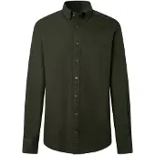 Hackett London für Herren. HM3010835 Essential Dyed Hemd grün (L), Lässig, Baumwolle, Langarm