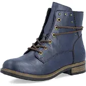 Rieker Schnürstiefelette , Damen, Gr. 36, blau, Lederimitat, Schuhe Schnürstiefelette, Schnürboots mit schaftumspielender Schnürung
