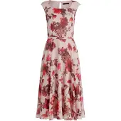 Vera Mont Cocktailkleid "Cocktailkleid mit Print", Damen, Gr. 38, EURO, weiß (cream, rot), Obermaterial: 100% Polyester PES., Kleider Cocktailkleid