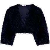 Vera Mont Fellimitatjacke "Kunstfell-Jacke mit Rundhalsausschnitt", Damen, Gr. 44, blau (night sky), Obermaterial: 100% Polyester PES., Jacken Fellimitatjacke