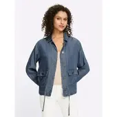 HEINE Kurzblazer "Lyocell-Jacke Freizeitjacke mit Cargo-Taschen", Damen, Gr. 38, blau, bleached, Web, Stoff, , Modisch, Blazer Kurzblazer