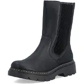 Rieker Chelseaboots , Damen, Gr. 43, schwarz, Lederimitat, Schuhe Chelseaboots, Stiefelette, Boots mit Stretcheinsatz