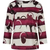 Rabe 3/4-Arm-Shirt , Damen, Gr. 44, bunt (merlot), Jersey, Obermaterial: 100% Baumwolle, gemustert, tailliert hüftbedeckend, Rundhals, Shirts 3/4-Arm-Shirt, mit grafischem Muster