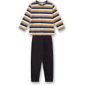 Sanetta Schlafanzug "Pyjama Schlafanzug Streifen lang Kids 1er Pack", Herren, Gr. 116, bunt (blau, orange, weiß), Obermaterial: 80% Baumwolle CO. 20% Polyester PES., Homewear-Sets Schlafanzug