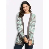 Inspirationen Jacquardstrickjacke , Damen, Gr. 48, braun (kalkmint, taupe, gemustert), 53% Polyacryl, 40% Baumwolle, 7% Polyamid, gemustert, mehrfarbig, Strickjacken Jacquardstrickjacke