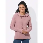 Inspirationen Kapuzenpullover "Kapuzen-Pullover", Damen, Gr. 52, rosa (hortensie), 70% Polyamid, 20% Viskose, 10% Polyester, unifarben, Pullover Kapuzenpullover