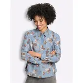 HEINE Bluse in bleu-ecru-gestreift | Gr.: 44