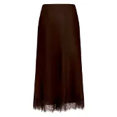 Zero Satinrock "Satinrock mit Spitze", Damen, Gr. 40, braun (chocolate plum), Einsatz: 100% Polyester PES., Röcke Satinrock