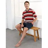Hajo Shorts , Herren, Gr. 52/54, Normalgrößen, bunt (marine, rot, geringelt), 62% Baumwolle, 38% Polyester, gemustert, gestreift, mehrfarbig, Hosen Shorts