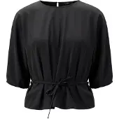 Zero Klassische Bluse "Casual-Bluse mit Gürtel", Damen, Gr. 36, schwarz (schwarz beauty), Obermaterial: 71% Baumwolle CO. 26% Polyamid PA. 3% Elasthan EL., Blusen Klassische Bluse