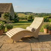 TUGA-Holztech Holzliege Wellenliege Waldsofa Relaxliege Gartenliege "Ruhe-Vroni" (Fichte) Breite 70cm Himmelsliege Himmelsliege