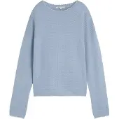 Tom Tailor V-Ausschnitt-Pullover DENIM, Damen, Gr. M, foggy sky blau, Strick, Obermaterial: 50% Baumwolle, 50% Polyacryl, unifarben, relaxed fit, Rundhals, Pullover V-Ausschnitt-Pullover