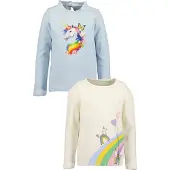 Blue Seven Langarmshirt , Mädchen, Gr. 98, bunt (multipack 1), Single Jersey, Obermaterial: 100% Baumwolle, bedruckt, unifarben, Basic normal, Rundhals, Shirts Langarmshirt, Baumwolle