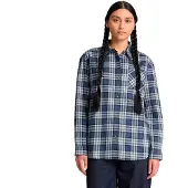 Timberland Womens Midweight Flannel Pocket Long Sleeves Shirt naval acad yd XS