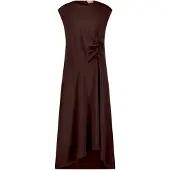 Cartoon Midikleid "Midikleid mit Raffung", Damen, Gr. 36, EURO, braun (dunkelbraun), Obermaterial: 100% Polyester PES., Kleider Midikleid