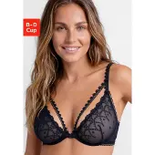 LASCANA Bügel-BH "Fabia", Damen, Gr. 75, Cup D, blau (dunkelblau), Spitze, Obermaterial: 95% Polyamid, 5% Elasthan, BHs Bügel-BH, aus Stickereispitze in dezent transparenter Optik, sexy Dessous