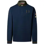 Hackett London für Herren. HM5700026 Polo Rugby Multi Badge marineblau (M), Lässig, Baumwolle, Langarm