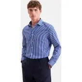 Seidensticker Businesshemd "Schwarze Rose", Herren, Gr. L (42), normale Ärmellängen, blau, 100% Baumwolle, gestreift, slim fit, 2-Knopf-Manschette, Hemden Businesshemd, Slim 1/1 Kentkragen Gestreift
