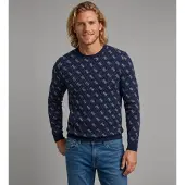 GUESS für Herren. M6YR11Z0916 Martin 4G Jacquard-Strickjacke Marine mit Logo (XS), Lässig, Polyester