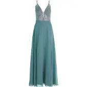 Vera Mont Abendkleid "Abendkleid mit Stickerei", Damen, Gr. 42, EURO, blau (cloudy sky), Obermaterial: 100% Polyester PES., Kleider Abendkleid
