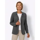 Sieh an! Jerseyblazer SIEH AN "Jersey-Blazer Jerseyblazer mit Stehkragen", Damen, Gr. 50, grau (anthrazit), Jersey, , Basic, Blazer Jerseyblazer