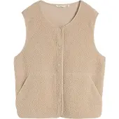 Tom Tailor Fleeceweste "Boxy", Damen, Gr. 3XL, beige (gravel beige), Fleece, Obermaterial: 100% Polyester, unifarben, loose fit hüftbedeckend, Rundhals, Westen Fleeceweste, mit Reißverschluss