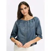 HEINE Bluse in blue-bleached | Gr.: 40