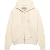 Superdry für Damen. W2012743A Kapuzenjacke Luxe mit Reißverschluss in Gebrochenem Weiß (S), Lässig, Polyester