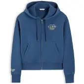 Tommy Hilfiger Sweatjacke "STUDIO TOMMY ZIP-UP HOODIE SWT", Damen, Gr. S (36/38), aegean sea, Sweatware, Obermaterial: 100% Baumwolle, bedruckt, normal, Rundhals, Sweatjacken Sweatjacke, Baumwolle