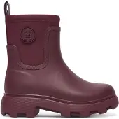 Tommy Hilfiger Gummistiefelette "TH STAMP WARM ANKLE RAIN BOOT", Damen, Gr. 38, dunkelrot, Gummi, Textil, Schuhe Gummistiefelette, Blockabsatz, Regenboots mit TH-Logoemblem