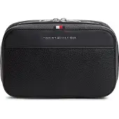 Tommy Hilfiger Kulturbeutel "TH CENTRAL WASHBAG", Gr. B/H/T: 20,5cm x 12,5cm x 8,5cm, schwarz, Lederimitat, Taschen Kulturbeutel, Unisex Waschbeutel, Minibag mit Logoschriftzug
