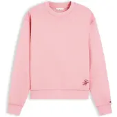 Tommy Hilfiger Sweatshirt "SCRIPT TERRY MDRN C-NK SWTSHIRT", Damen, Gr. XS (34), carnation pink, Sweatware, Obermaterial: 100% Baumwolle, unifarben, normal, Rundhals, Sweatshirts Sweatshirt, Baumwolle