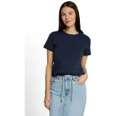 Tom Tailor T-Shirt "Regular", Damen, Gr. XL, real navy blau, Single Jersey, Obermaterial: 100% Baumwolle, unifarben, regular fit normal, Rundhals, gerader Abschluss, Shirts T-Shirt